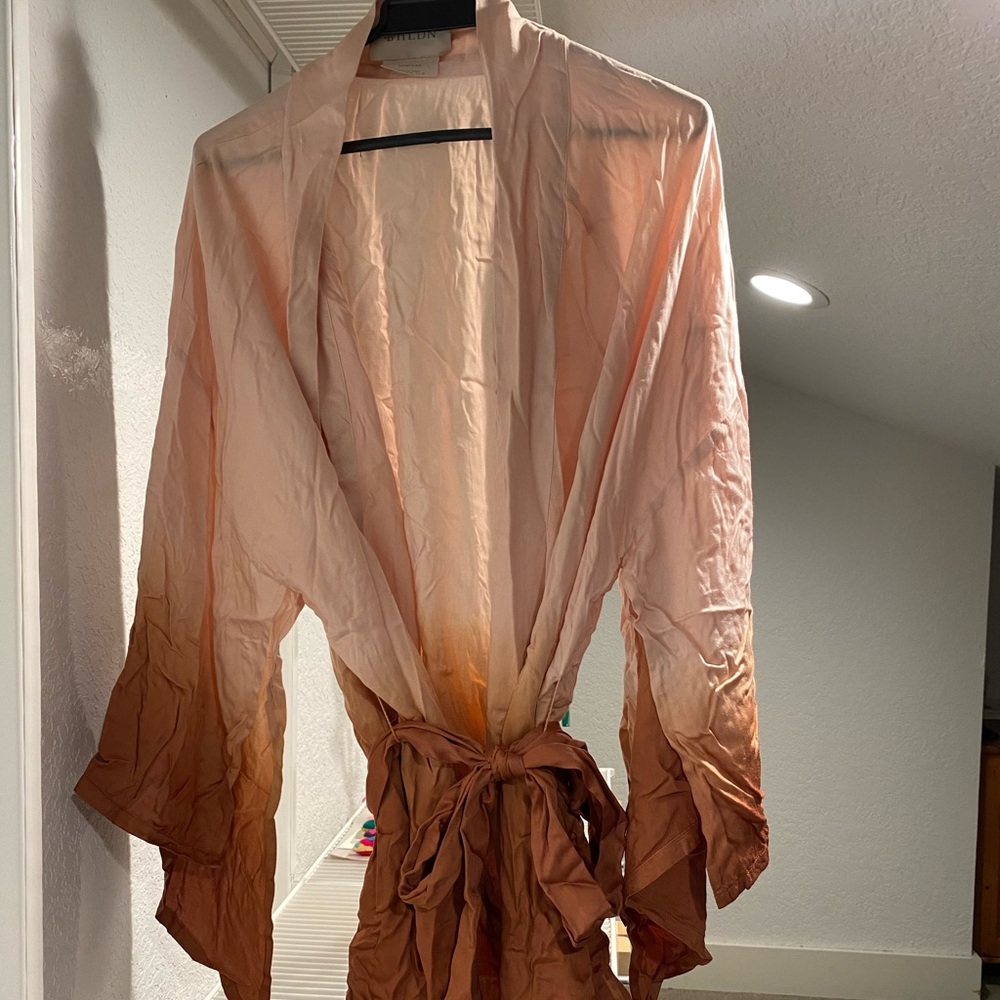 BHLDN robe/cover-up in beautiful bronze and shell pink ombre.